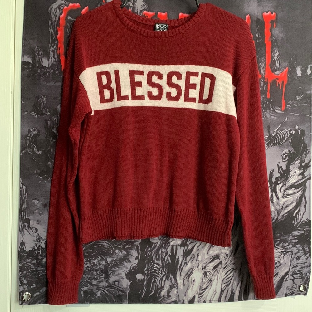 Blessed Burgundy Knit Sweater